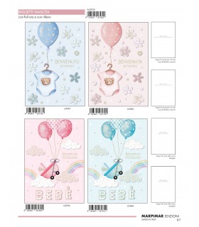BIGLIETTO MARPIMAR NASCITA CON FOIL E RILIEVO CONF. 12 PZ. ASSORTITI