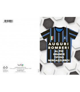 Biglietto Marpimar COMPLEANNO TIFOSO NERAZZURRO CON GLITTER CONF 6 PZ.