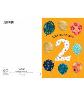 Biglietto Marpimar COMPLEANNO 2 ANNI METAL CON RILIEVO CONF. 6 PZ.