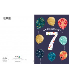 Biglietto Marpimar COMPLEANNO 7 ANNI METAL CON RILIEVO CONF. 6 PZ.
