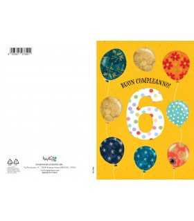 Biglietto Marpimar COMPLEANNO 6 ANNI METAL CON RILIEVO CONF. 6 PZ.