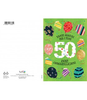 Biglietto Marpimar COMPLEANNO 50 ANNI METAL CON RILIEVO CONF. 6 PZ.