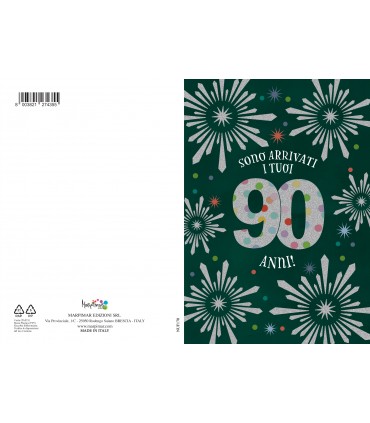 Biglietto Marpimar COMPLEANNO 90 ANNI METAL CON RILIEVO CONF. 6 PZ.