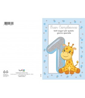 Biglietto Marpimar COMPLEANNO 1 ANNO BAMBINO CON FOIL ARGENTO CONF. 6 PZ.