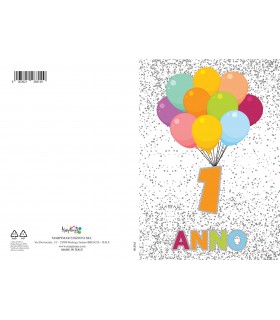Biglietto Marpimar COMPLEANNO 1 ANNO CON FOIL OLOGRAFICO CONF. 6 PZ.