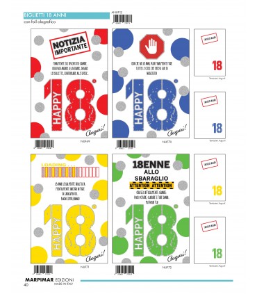 Biglietto Marpimar COMPLEANNO 18 ANNI CON FOIL OLOGRAFICO CONF. 12 PZ.