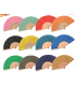 VENTAGLIO IN TESSUTO E MANICO IN LEGNO. SCATOLA DA 12 PEZZI ASSORTITI 1 PER COLORE. DIAMETRO CM42 COD.57