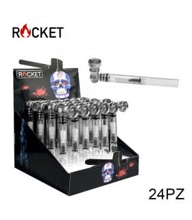 Pipette ROCKET in VETRO DA H.10CM CON BRACIERE IN METALLO E CARBONI ATTIVI Expo da 24 pz.
