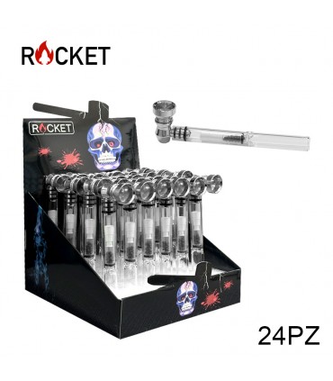 Pipette ROCKET in VETRO DA H.10CM CON BRACIERE IN METALLO E CARBONI ATTIVI Expo da 24 pz.