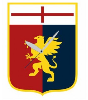 Orologio da parete misura 21x 25 cm sagomato a forma di stemma Prodotto Ufficiale Genoa F.C confezionato in scatola