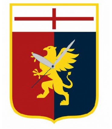 Orologio da parete misura 21x 25 cm sagomato a forma di stemma Genoa F.C confezionato in scatola