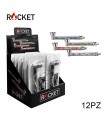 Pipette ROCKET in METALLO H.11CM CON BRACIERE E RETINE DI RICAMBIO Expo da 12 pz. COLORI ASSORTITI