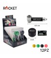 Pipette ROCKET in METALLO BLISTERATE H.6.5 CM CON BRACIERE E RETINE DI RICAMBIO GRINDER DA 3CM Expo da 12 pz. COLORI ASSORTITI