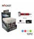 Pipette ROCKET IN METALLO H.8.5CM CON BRACIERE E RETINE DI RICAMBIO Expo da 12 pz. COLORI ASSORTITI