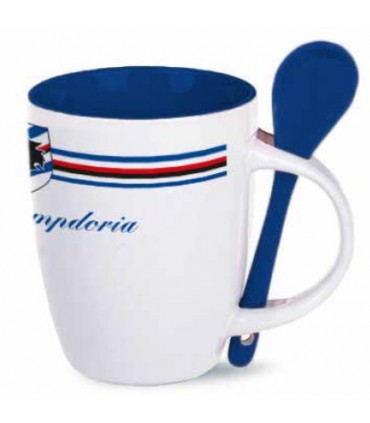 TAZZA IN CERAMICA CON CUCCHIAINO U.C. SAMPDORIA CONFEZIONATA IN SCATOLA