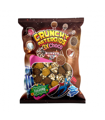 CRUNCHY BURMAN ASTEROIDS CHOCO CARAMELLA GOMMOSA AL GUSTO CIOCCOLATO BUSTA DA 90GR