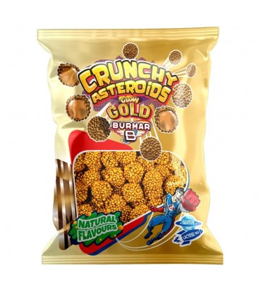 CRUNCHY BURMAN ASTEROIDS GLOW GOLD CARAMELLA GOMMOSA AL GUSTO FRUTTA MIX  BUSTA DA 90GR