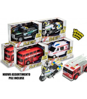 PLAY CITY- VEICOLI IN AZIONE CON SUONI 6 MDL ASSORTITI PILE INCLUSE TEOREMA GIOCHI