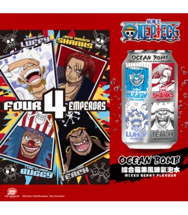 OCEAN BOMB ONE PIECE I 4 IMPERATORI BEVANDA FRIZZANTE AL GUSTO DI FRUTTI DI BOSCO DA 330 ML 1PZ SCADENZA 7 AGOSTO 2026