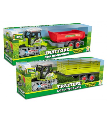 LINEA VERDE TRATTORE CON RIMORCHIO A FRIZIONE TEOREMA GIOCHI DISPONIBILE IN 3 MODELLI