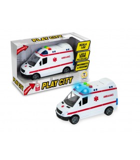 AMBULANZA A FRIZIONE CON LUCI E SUONI  SCALA 1:32 TEOREMA GIOCHI