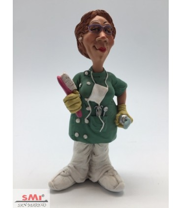 Caricature Mestieri in resina "DENTISTA IGIENISTA DONNA " H. 15 cm