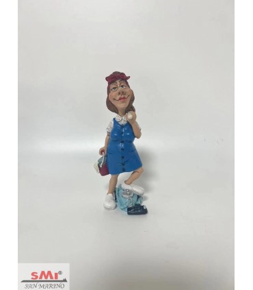 Caricature Mestieri in resina "LA CASALINGA " H. 15 cm
