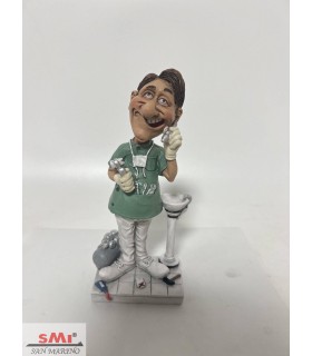 Caricatura Mestieri in resina "DENTISTA TUTTO FARE " H.17 cm