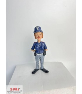 Caricatura Mestieri IN RESINA "POLIZIOTTA ITALIANA DONNA "