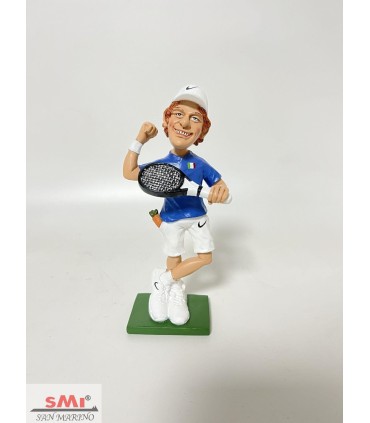 Caricatura Mestieri in resina "CAMPIONE TENNIS DIVISA ITALIA  " H.15 cm
