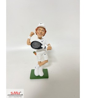 Caricatura Mestieri IN RESINA "CAMPIONE TENNIS DIVISA UFFICIALE BIANCA " H.15 cm