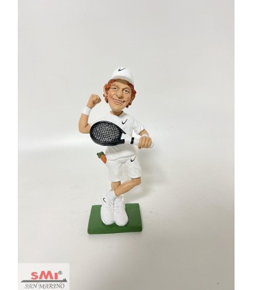Caricatura Mestieri IN RESINA "CAMPIONE TENNIS DIVISA UFFICIALE BIANCA " H.15 cm