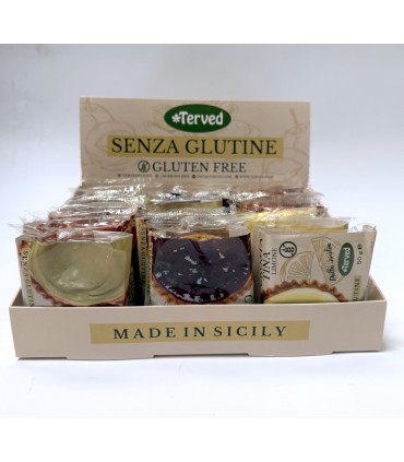 CROSTATINE ARTIGIANALI TERVED 50g SENZA GLUTINE con farina di grano di saraceno EXPO DA 24PZ. assortiti con 5 gusti