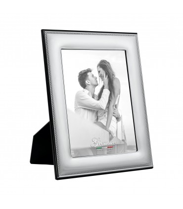 PORTAFOTO METALLO ARGENTATO LUCIDO 10X15 MADE IN ITALY RETRO E PIEDINO IN LEGNO SCATOLA E GARANZIA KST07-1