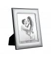 PORTAFOTO METALLO ARGENTATO LUCIDO 10X15 MADE IN ITALY RETRO E PIEDINO IN LEGNO SCATOLA E GARANZIA KST07-1