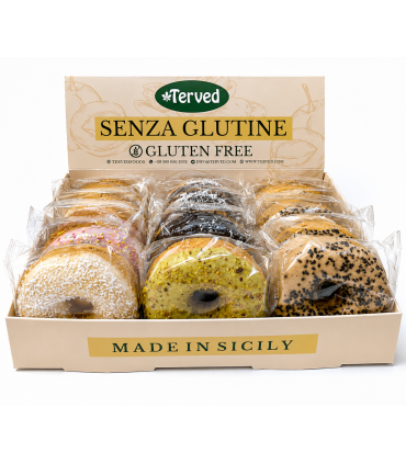 DONUTS ARTIGIANALI TERVED 45G SENZA GLUTINE tutti i gusti con farina di grano di saraceno EXPO DA 15PZ. assortiti con 5 gusti