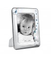 PORTAFOTO BIMBI COLORE CELESTE METALLO ARGENTATO 13X18 MADE IN ITALY RETRO E PIEDINO IN LEGNO SCATOLA E GARANZIA KBT78A