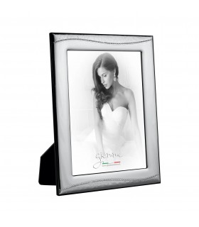 PORTAFOTO METALLO ARGENTATO LUCIDO 15X20 MADE IN ITALY RETRO E PIEDINO IN LEGNO SCATOLA E GARANZIA KST45-3