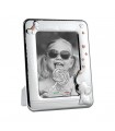 PORTAFOTO BIMBI COLORE ROSA METALLO ARGENTATO 13X18 MADE IN ITALY RETRO E PIEDINO IN LEGNO SCATOLA E GARANZIA KBT78B