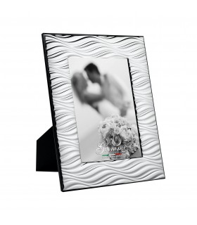 PORTAFOTO METALLO ARGENTATO LUCIDO 13X18 MADE IN ITALY RETRO E PIEDINO IN LEGNO SCATOLA E GARANZIA KST34-2