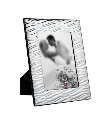 PORTAFOTO METALLO ARGENTATO LUCIDO 13X18 MADE IN ITALY RETRO E PIEDINO IN LEGNO SCATOLA E GARANZIA KST34-2