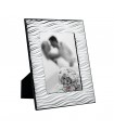 PORTAFOTO METALLO ARGENTATO LUCIDO 13X18 MADE IN ITALY RETRO E PIEDINO IN LEGNO SCATOLA E GARANZIA KST34-2