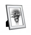PORTAFOTO METALLO ARGENTATO LUCIDO 15X20 MADE IN ITALY RETRO E PIEDINO IN LEGNO SCATOLA E GARANZIA KST04-3