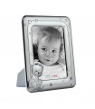 PORTAFOTO BIMBI COLORE CELESTE METALLO ARGENTATO 13X18 MADE IN ITALY RETRO E PIEDINO IN LEGNO SCATOLA E GARANZIA KBT80A