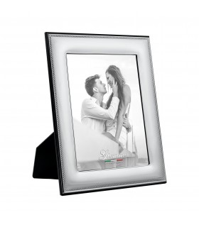 PORTAFOTO METALLO ARGENTATO LUCIDO 20X25 MADE IN ITALY RETRO E PIEDINO IN LEGNO SCATOLA E GARANZIA KST07-4