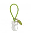 PORTACHIAVI BAGUTTA GATTO ARGENTATO E GANCIO IN SILICONE VERDE CONFEZIONATO IN SCATOLA E BUSTA DA REGALO 2207-01VE