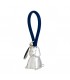 PORTACHIAVI BAGUTTA CANE ARGENTATO E GANCIO IN SILICONE BLU CONFEZIONATO IN SCATOLA E BUSTA DA REGALO 2207-02BL