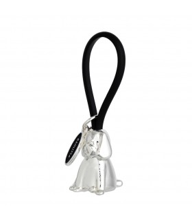 PORTACHIAVI BAGUTTA CANE  ARGENTATO E GANCIO IN SILICONE NERO CONFEZIONATO IN SCATOLA E BUSTA DA REGALO 2207-02NE