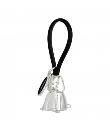PORTACHIAVI BAGUTTA CANE  ARGENTATO E GANCIO IN SILICONE NERO CONFEZIONATO IN SCATOLA E BUSTA DA REGALO 2207-02NE