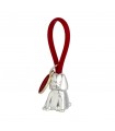 PORTACHIAVI BAGUTTA CANE ARGENTATO E GANCIO IN SILICONE ROSSO CONFEZIONATO IN SCATOLA E BUSTA DA REGALO 2207-02RO